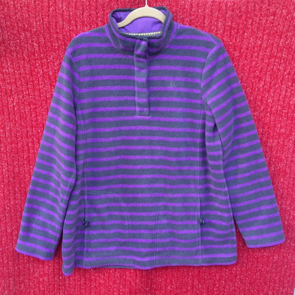 NWT Maine New England Striped Fleece Sweater Sz:18